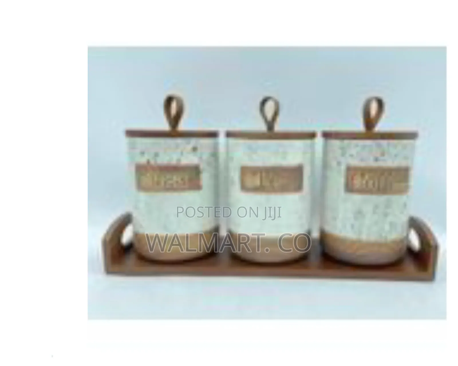 3 Piece Ceramic Canister Set for Tea,Sugar,Coffee