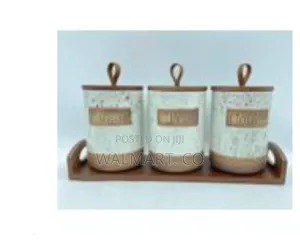 3 Piece Ceramic Canister Set for Tea,Sugar,Coffee