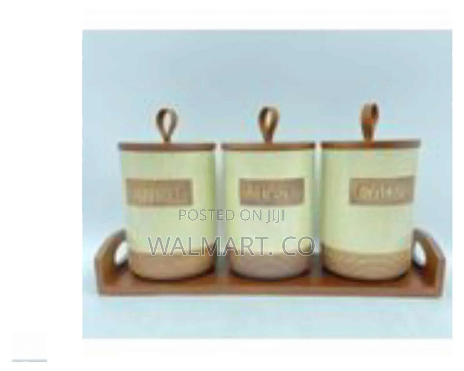 3 Piece Ceramic Canister Set for Tea,Sugar,Coffee