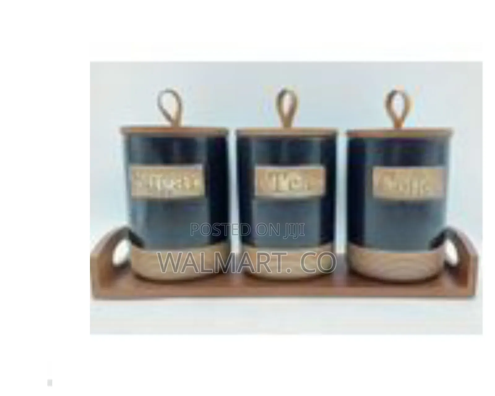 3 Piece Ceramic Canister Set for Tea,Sugar,Coffee