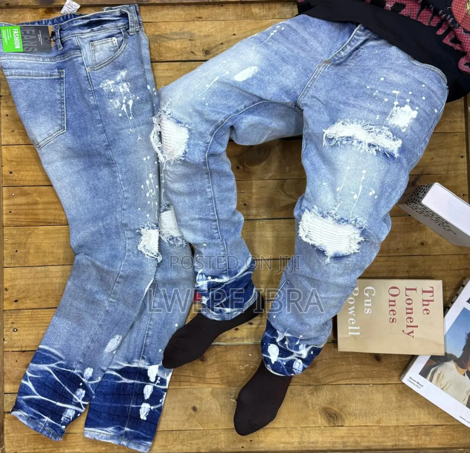 Sky Blue Damaged Jeans Size 30-38