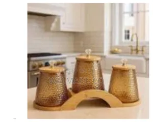 3 Piece Round Airtight Glass Storage Canister With Bamboo Lid