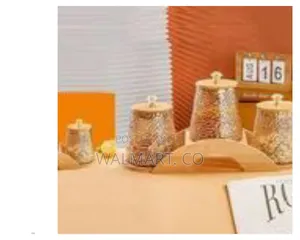 3 Piece Round Airtight Glass Storage Canister With Bamboo Lid