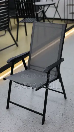 Metal-Framed Outdoor Folding Chair WTH Armrest,Sling-Style Seat Back