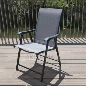 Metal-Framed Outdoor Folding Chair WTH Armrest,Sling-Style Seat Back