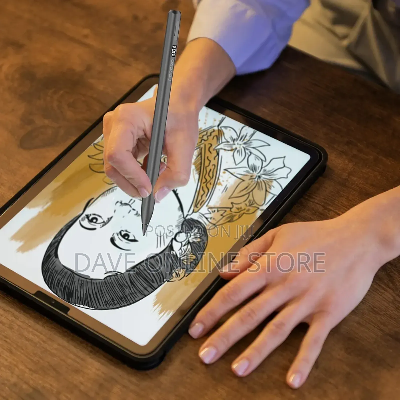 Porodo Magnetic Stylus Pen for Apple iPad (2018-2025) in Black, .