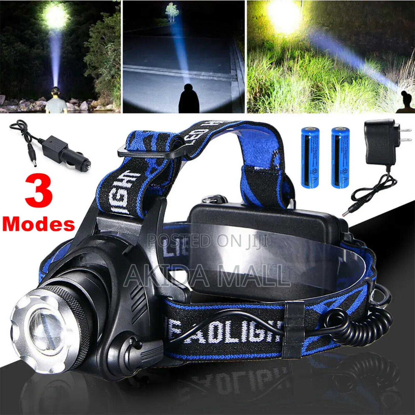 3modes Multifunctional Rechargeable Headlamp WTH Adjustable Headband