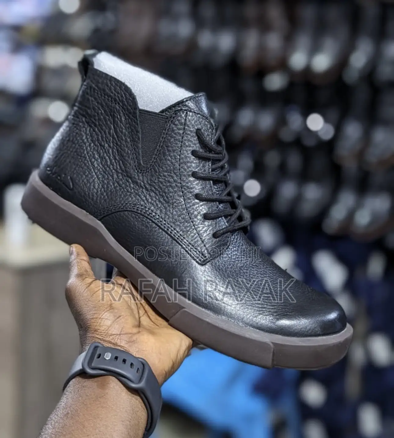 Men’S Black Leather Clarks Casual Boots