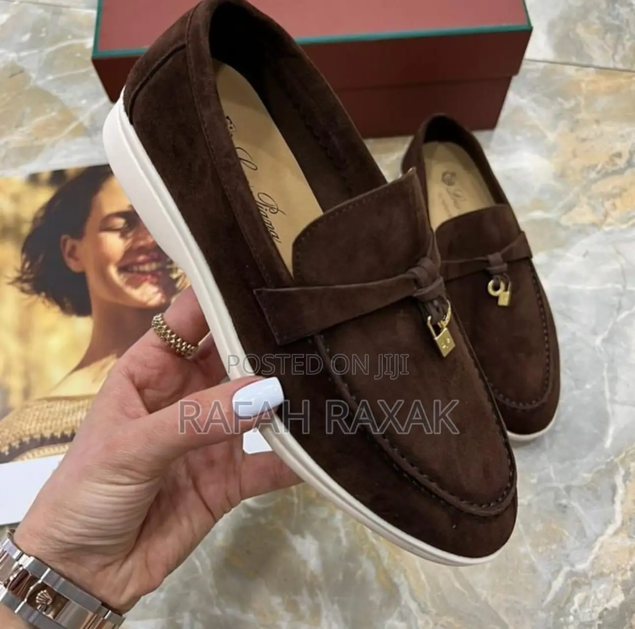 Men’S Coffee Brown Loro Piana Summer Walk Suede Loafers