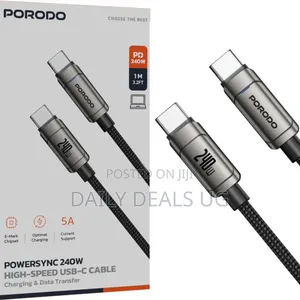 Porodo Powersync 240w High-Speed Usb-C to Usb-C Cable, 1m Cable Length