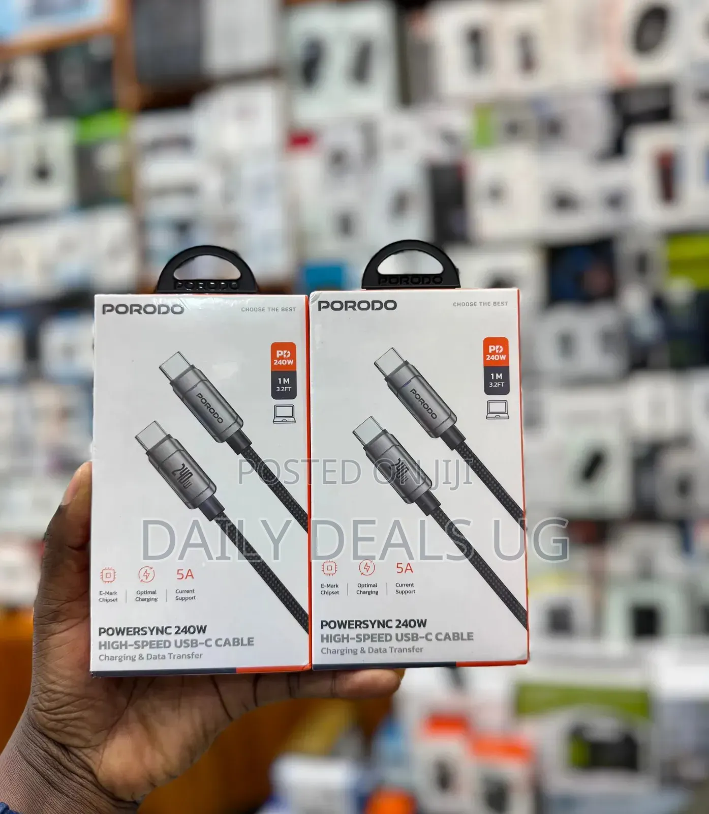 Porodo Powersync 240w High-Speed Usb-C to Usb-C Cable, 1m Cable Length