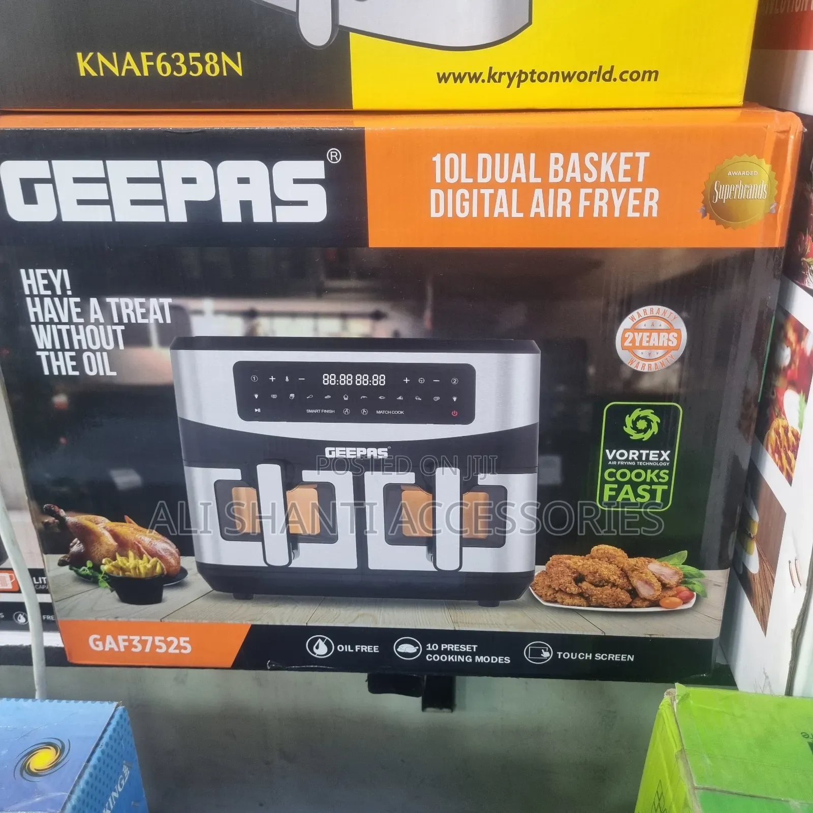 Digital Air Fryer Geepas 10l Dual Basket
