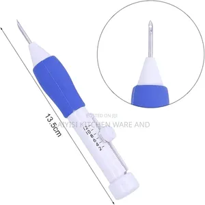 Embroidery Punch Needle Tool Set 3 Needles 2 Threaders Abs Craft Sewin