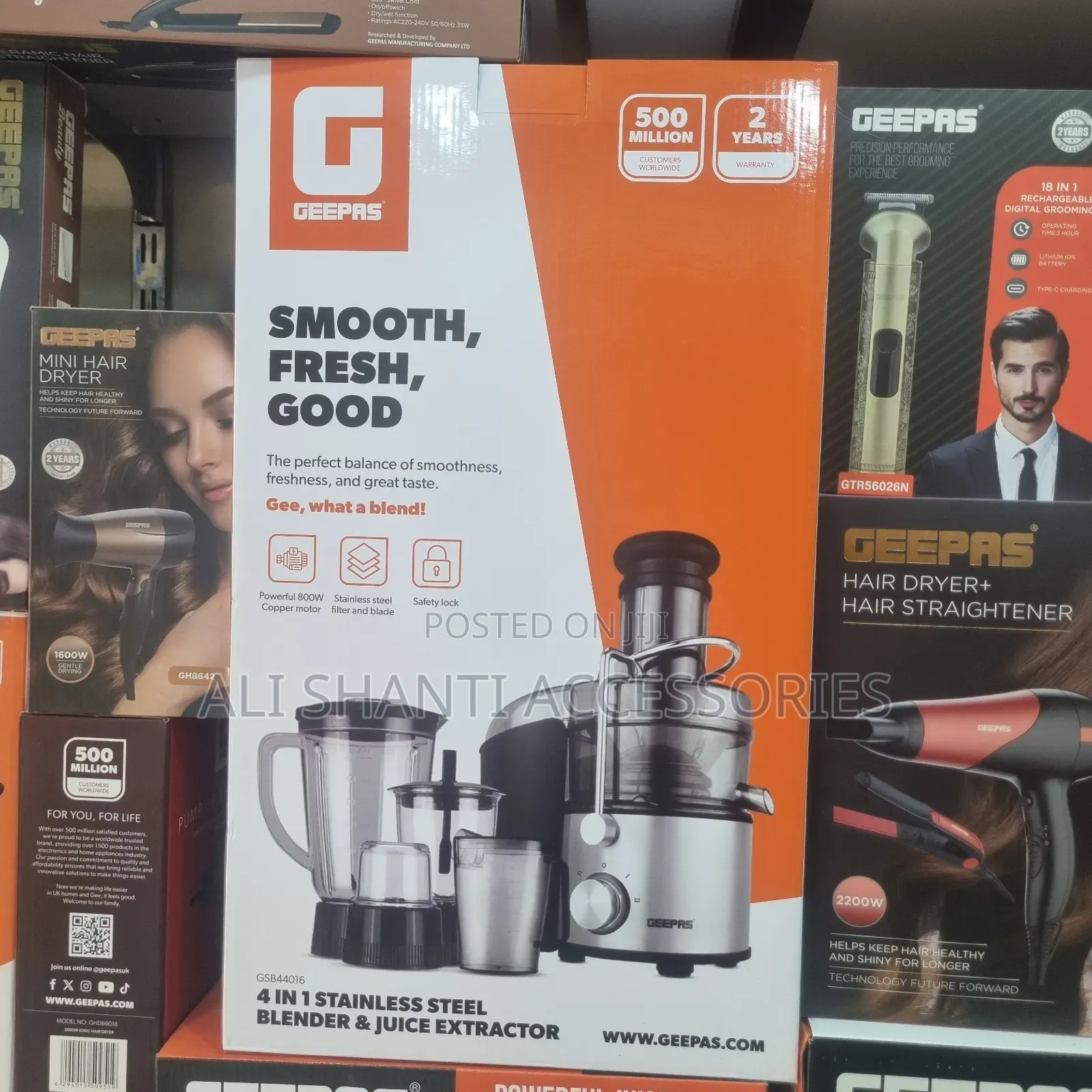 4 in 1 Stainless Blender and Juice Extractor Geepas