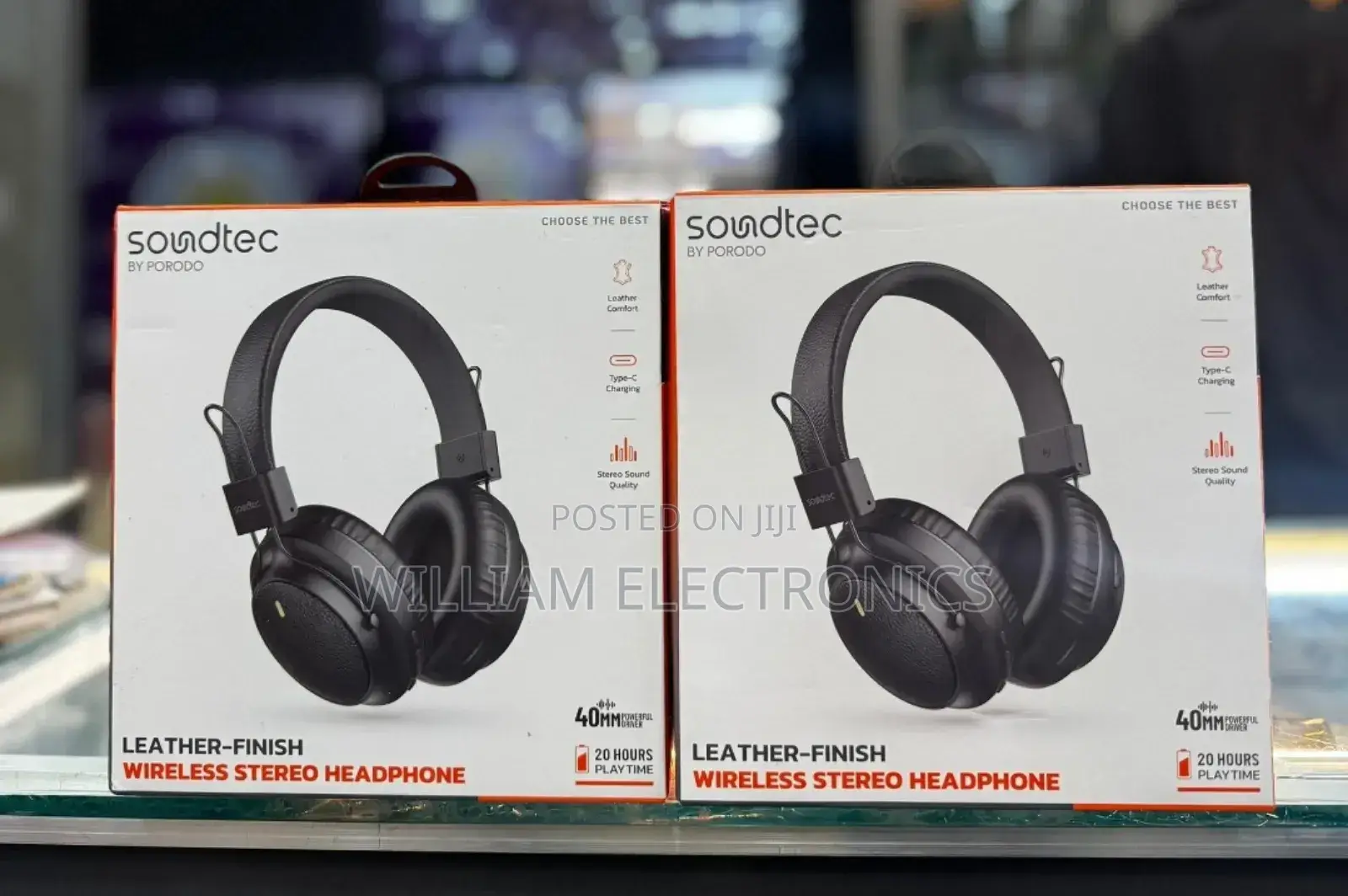 Porodo Soundtec Leather Wireless Stereo Headphones