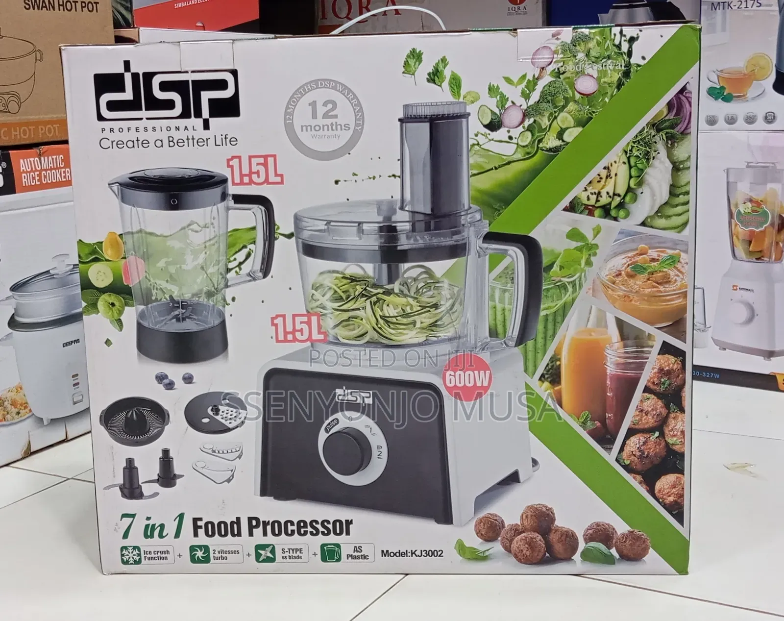 DSP 7-in-1 Food Processor 600w With Blender, Chopper, Juicer