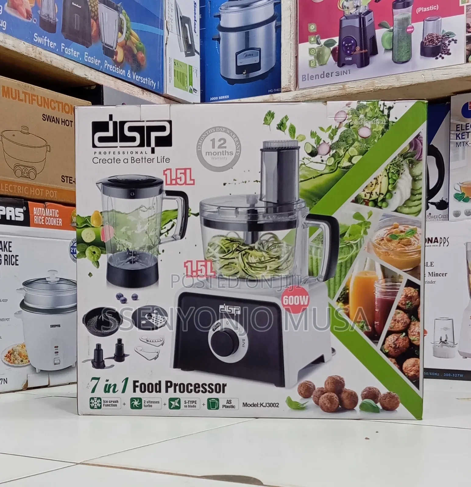 DSP 7-in-1 Food Processor 600w With Blender, Chopper, Juicer