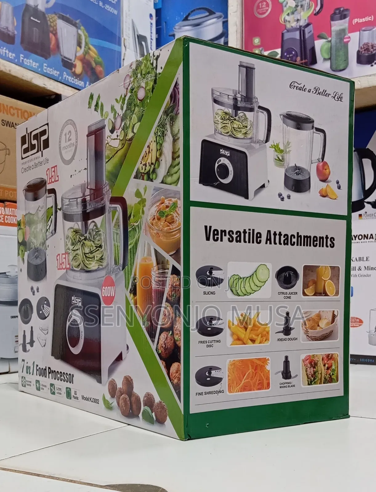 DSP 7-in-1 Food Processor 600w With Blender, Chopper, Juicer