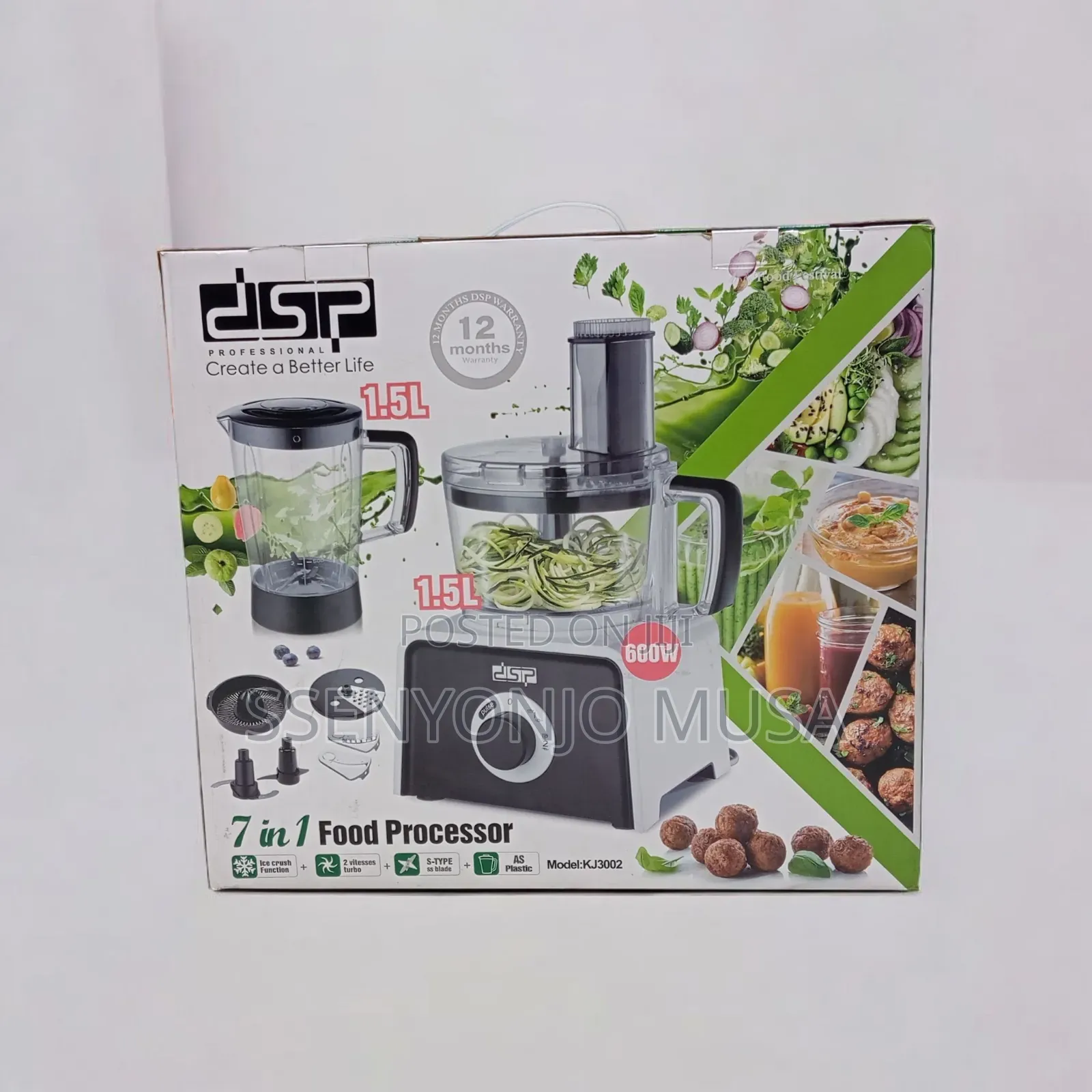 DSP 7-in-1 Food Processor 600w With Blender, Chopper, Juicer