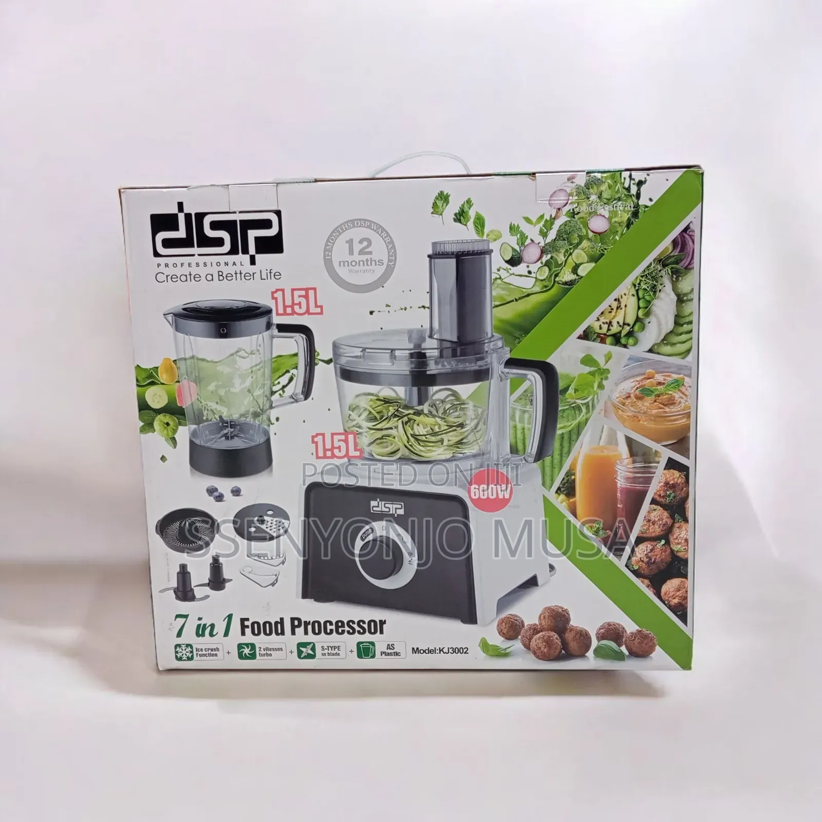 DSP 7-in-1 Food Processor 600w With Blender, Chopper, Juicer
