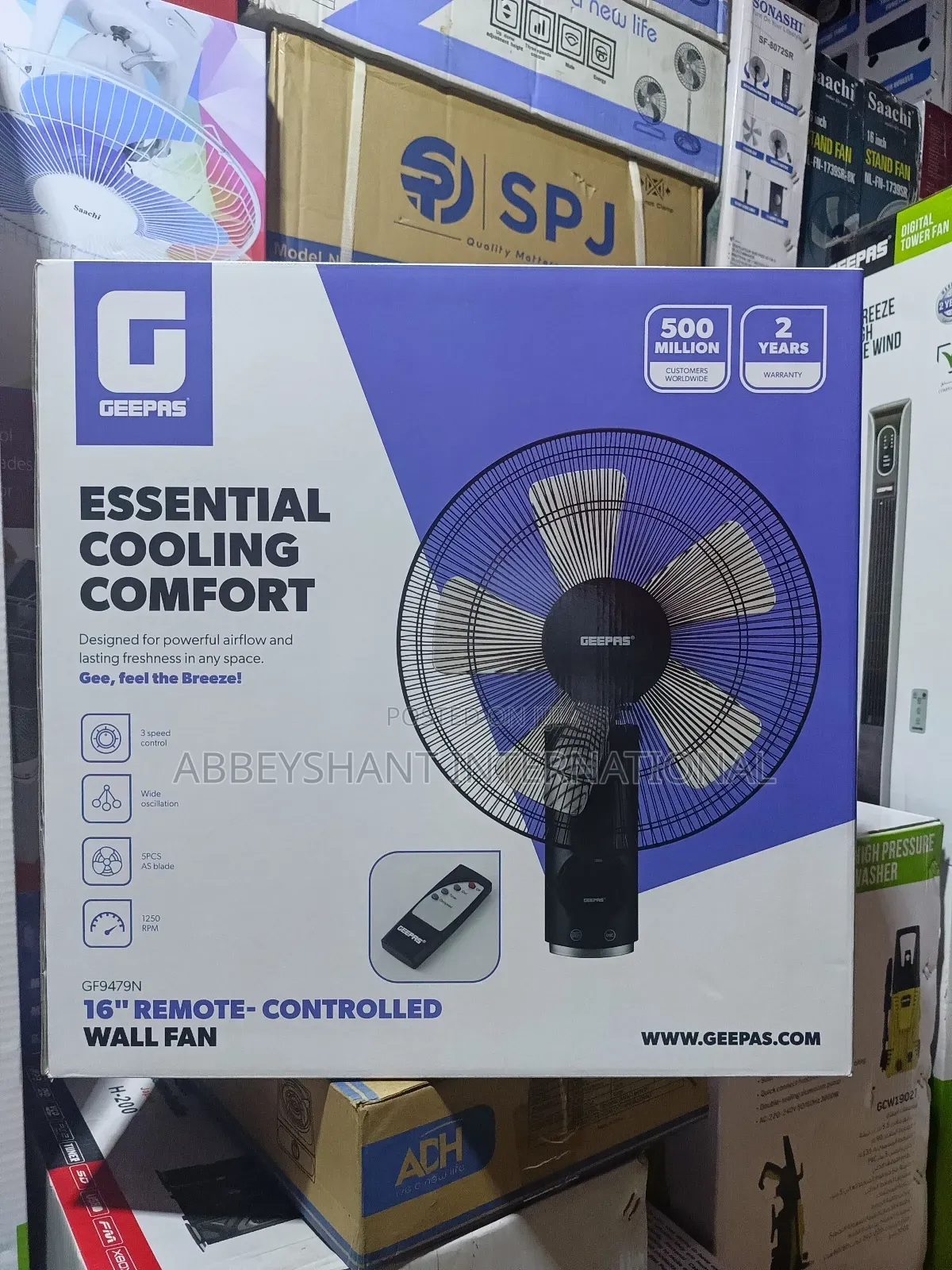 Geepas Wall Fan 16-Inch Remote-Controlled Wall Fan