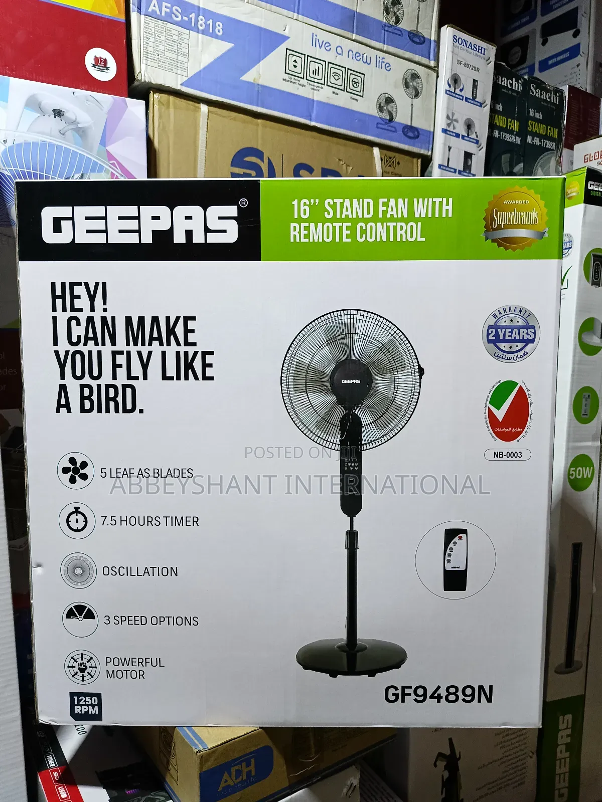 Stand Fan Geepas 16-Inch Stand Fan With Remote Control