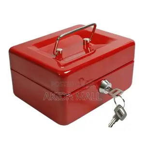 Lockable Metal Cash Box With A Cantilever Money Tray.
