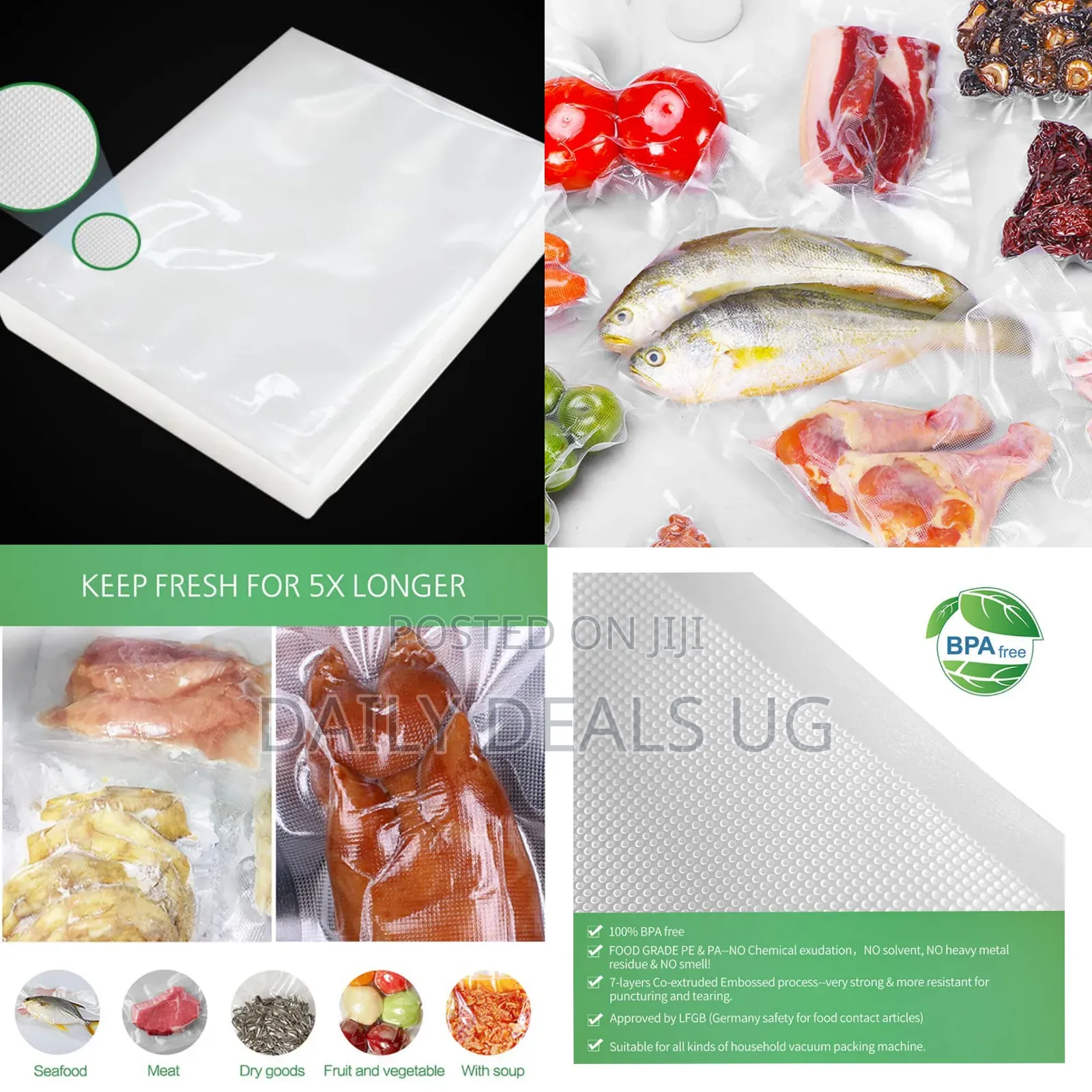 Precut 20 X 30cm Bpa-Free Food Grade Vacuum Sealer Bag Foldable