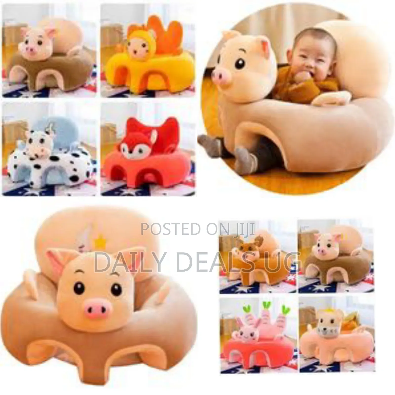 Baby Floor Sofa Support Chair, Soft Plush Cartoon Animals Baby Sitting