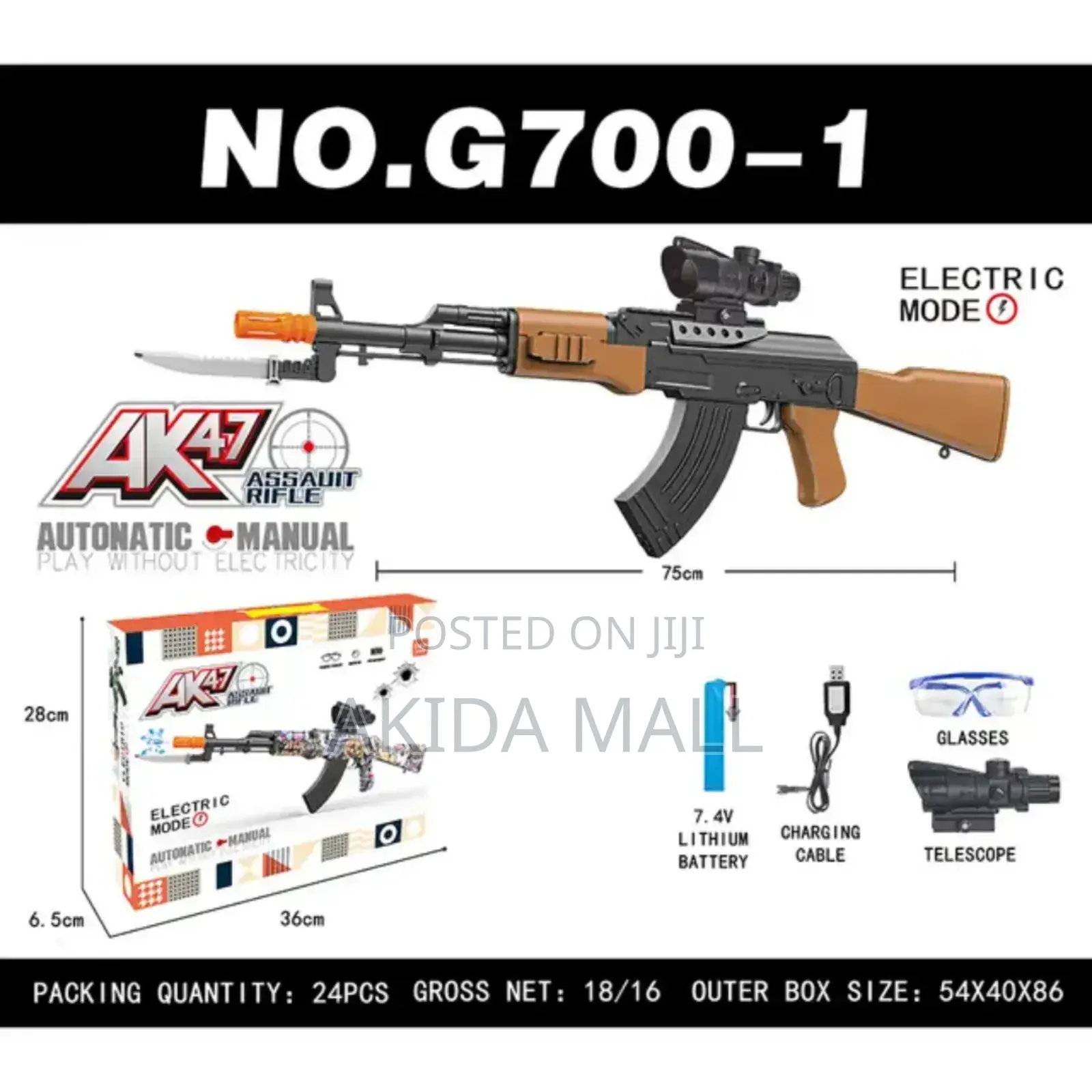 Kids Plastic Ak47 Electric Flash Toy Gun
