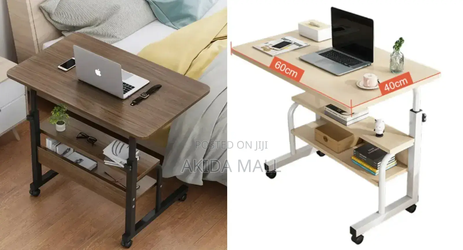 Height Adjusted Movable Computer/Laptop Bedside Desk WTH Bottom Storag
