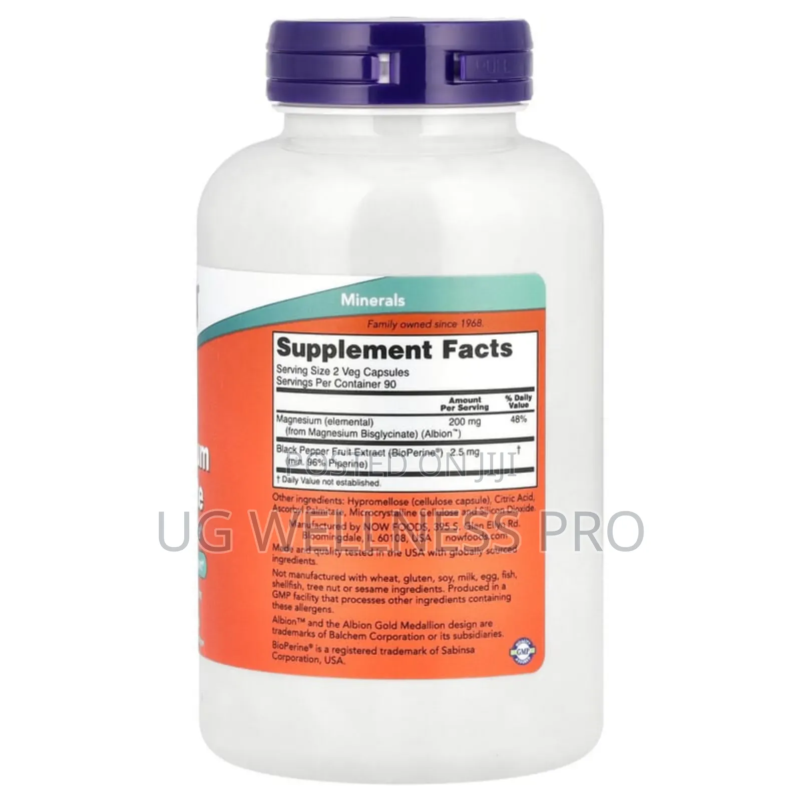 Now Foods, Magnesium Glycinate With Bioperine, 180 Veg Capsules