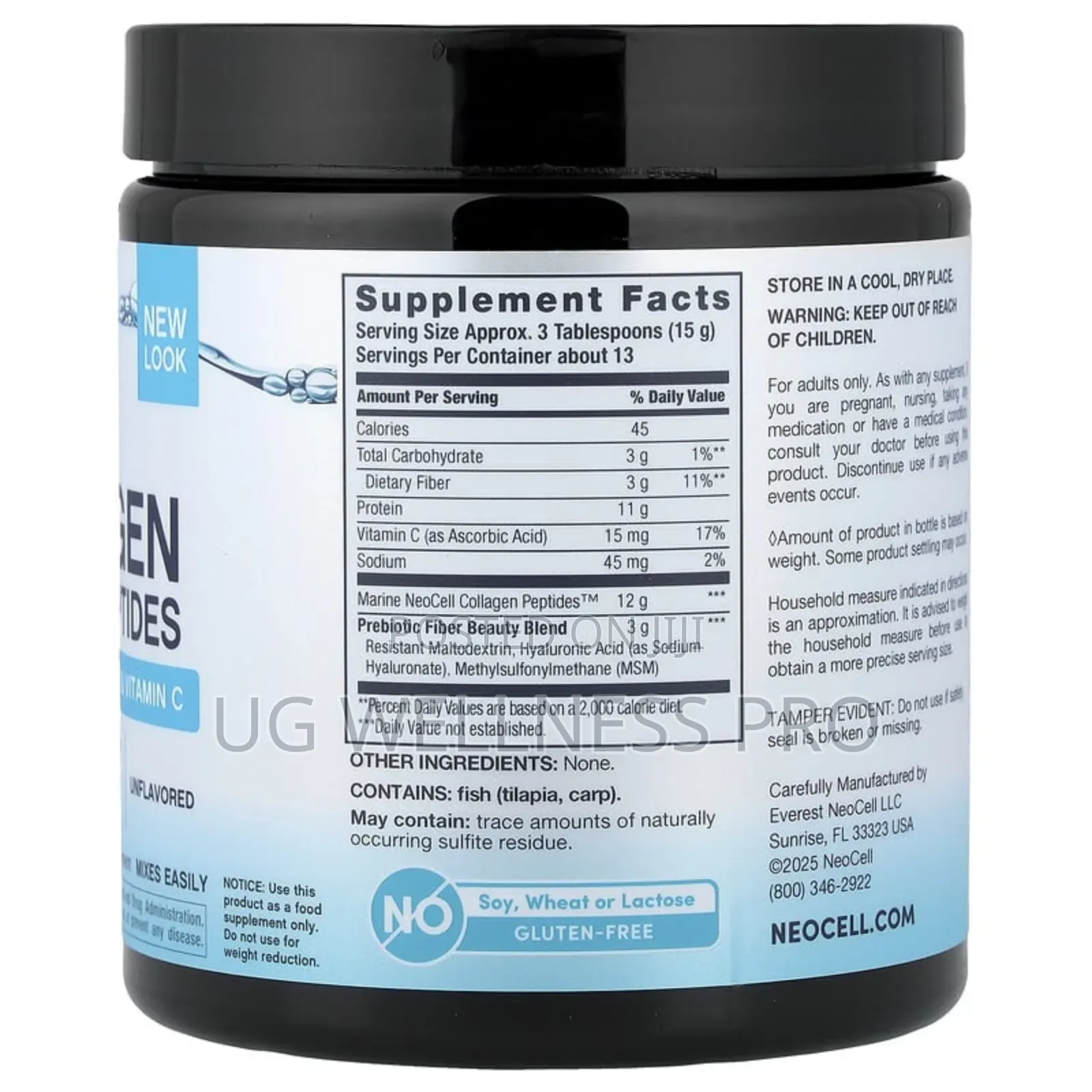 Neocell, Marine Collagen + Hyaluronic Acid, Msm, Unflavored, 200g
