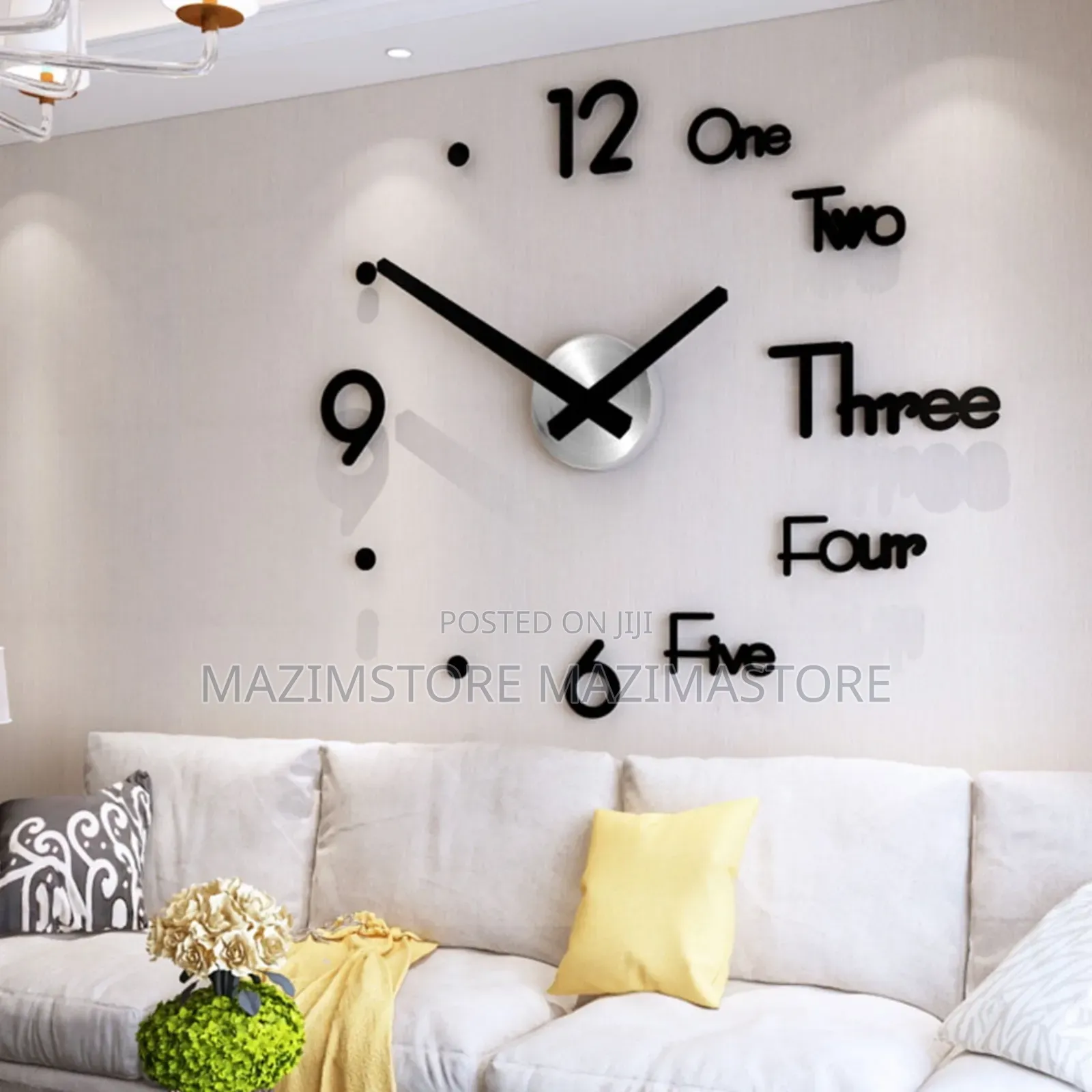 Stick on Wall Clock Diy Large Modern Design Decal 3d