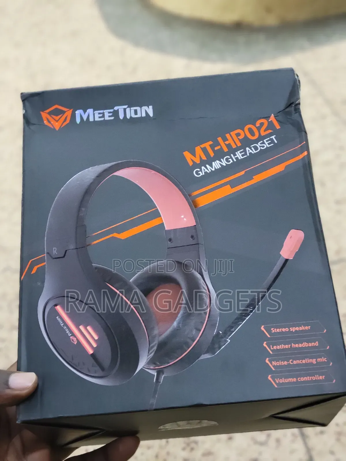 Gaming Headphones Brand Black Orange White Orange Meetion