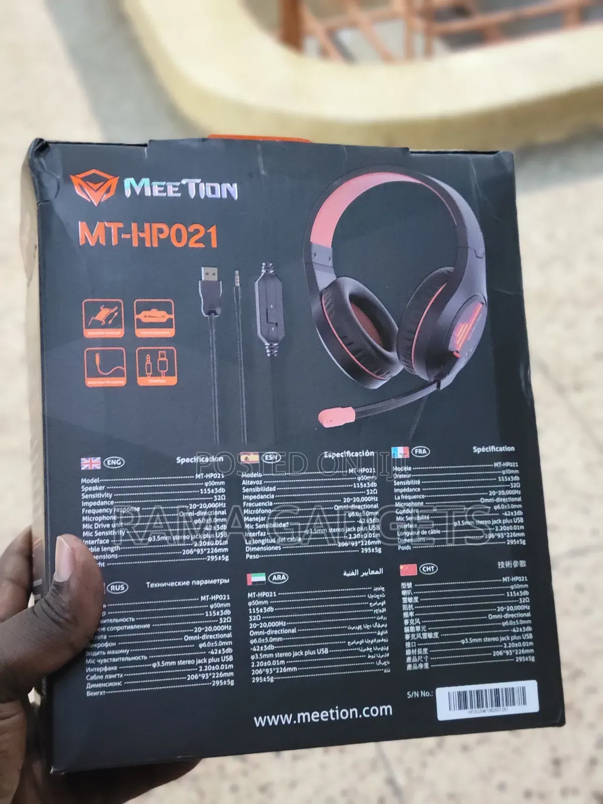 Gaming Headphones Brand Black Orange White Orange Meetion