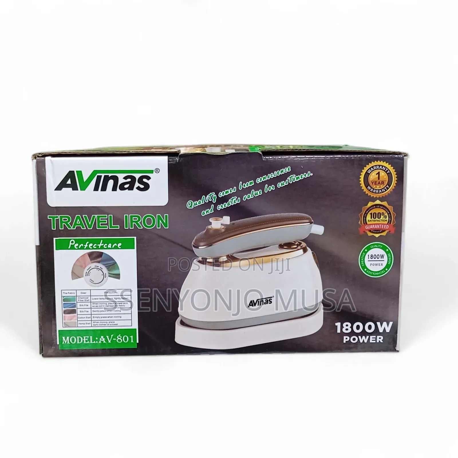 Avinas Av-801 Perfectcare 100% Travel Iron – 1800w Portable Steam Iron