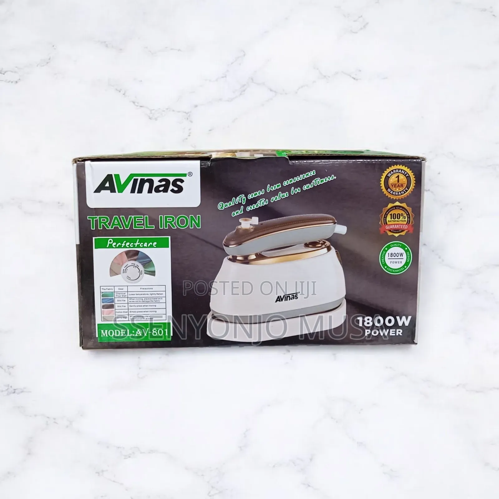 Avinas Av-801 Perfectcare 100% Travel Iron – 1800w Portable Steam Iron