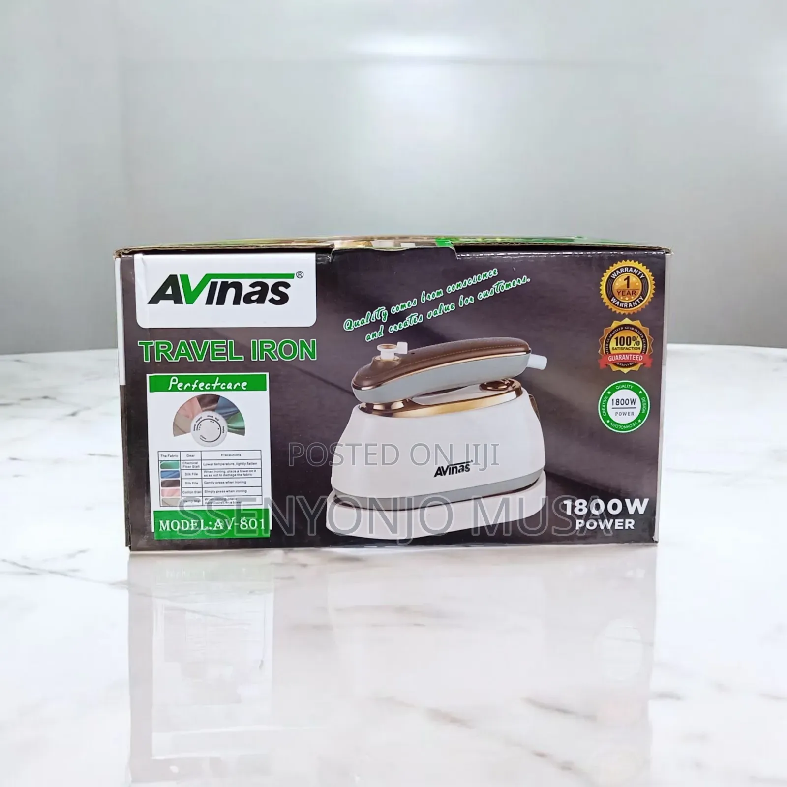 Avinas Av-801 Perfectcare 100% Travel Iron – 1800w Portable Steam Iron