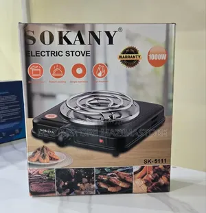 Sokany Electric Stove Single Burner Coil Hotplate - Black/Silver
