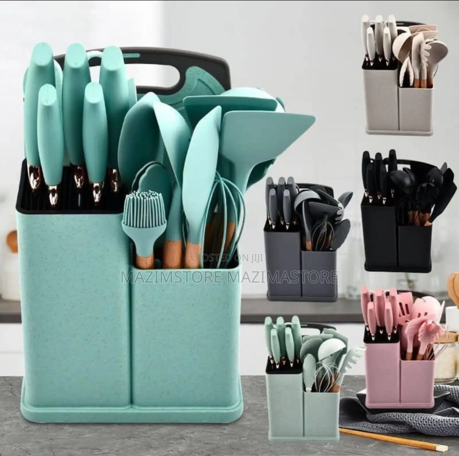 19 PCS Non-Stick Silicone Kitchen Utensil Set With Knives