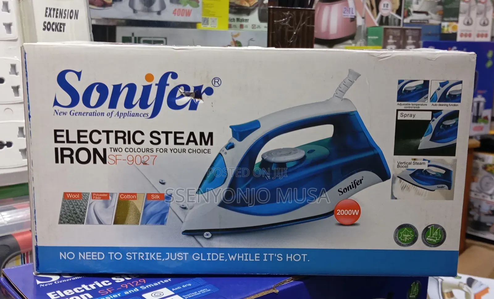 Sonifer Electric Steam Iron – 2000w Ceramic Soleplate, 250ml Tank