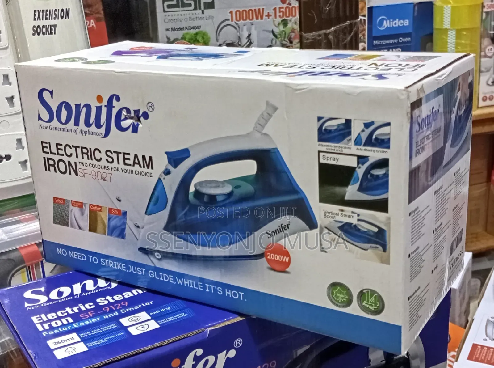 Sonifer Electric Steam Iron – 2000w Ceramic Soleplate, 250ml Tank
