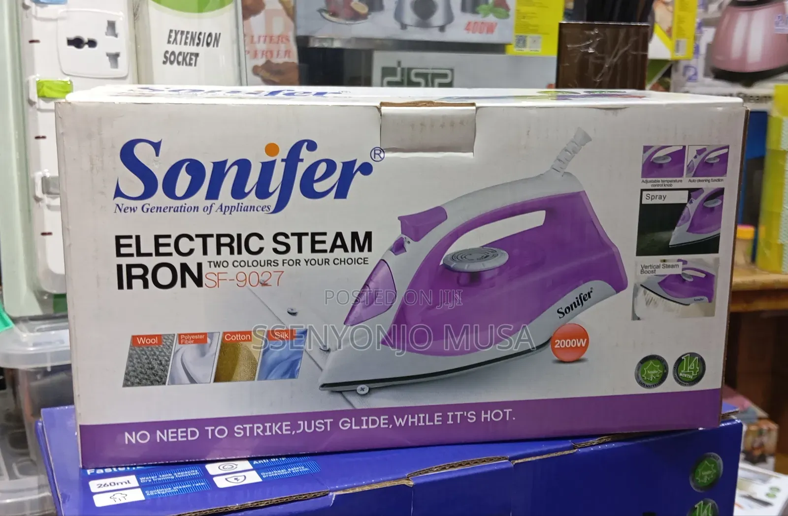 Sonifer Electric Steam Iron – 2000w Ceramic Soleplate, 250ml Tank