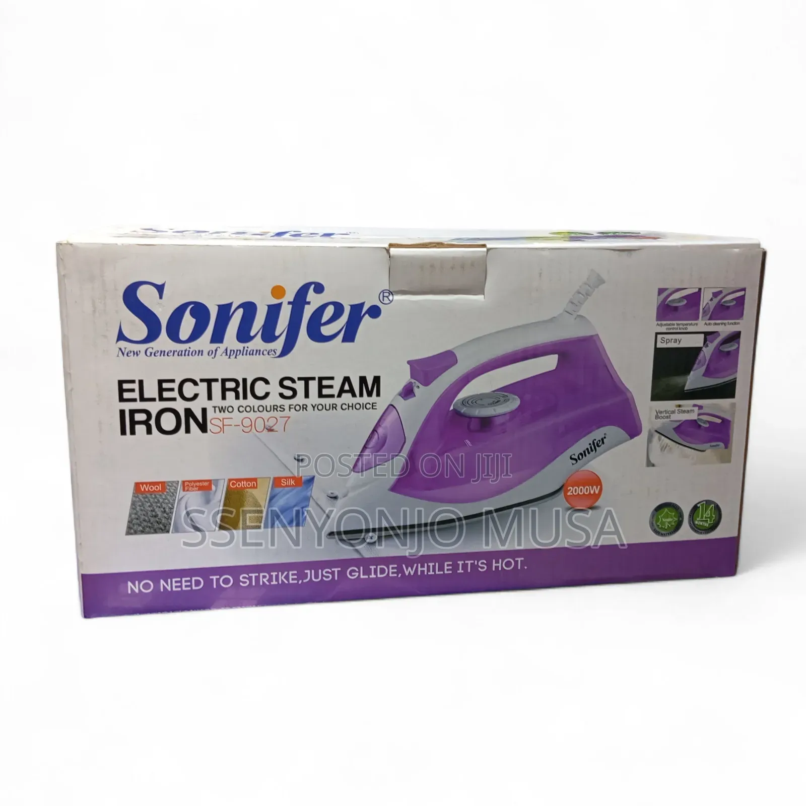 Sonifer Electric Steam Iron – 2000w Ceramic Soleplate, 250ml Tank