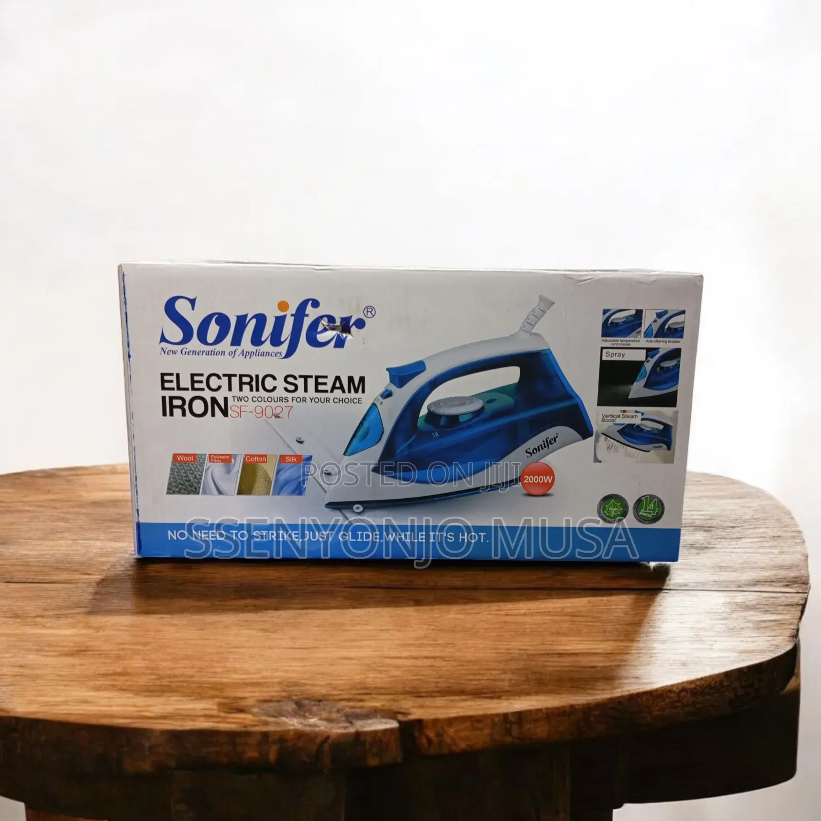 Sonifer Electric Steam Iron – 2000w Ceramic Soleplate, 250ml Tank