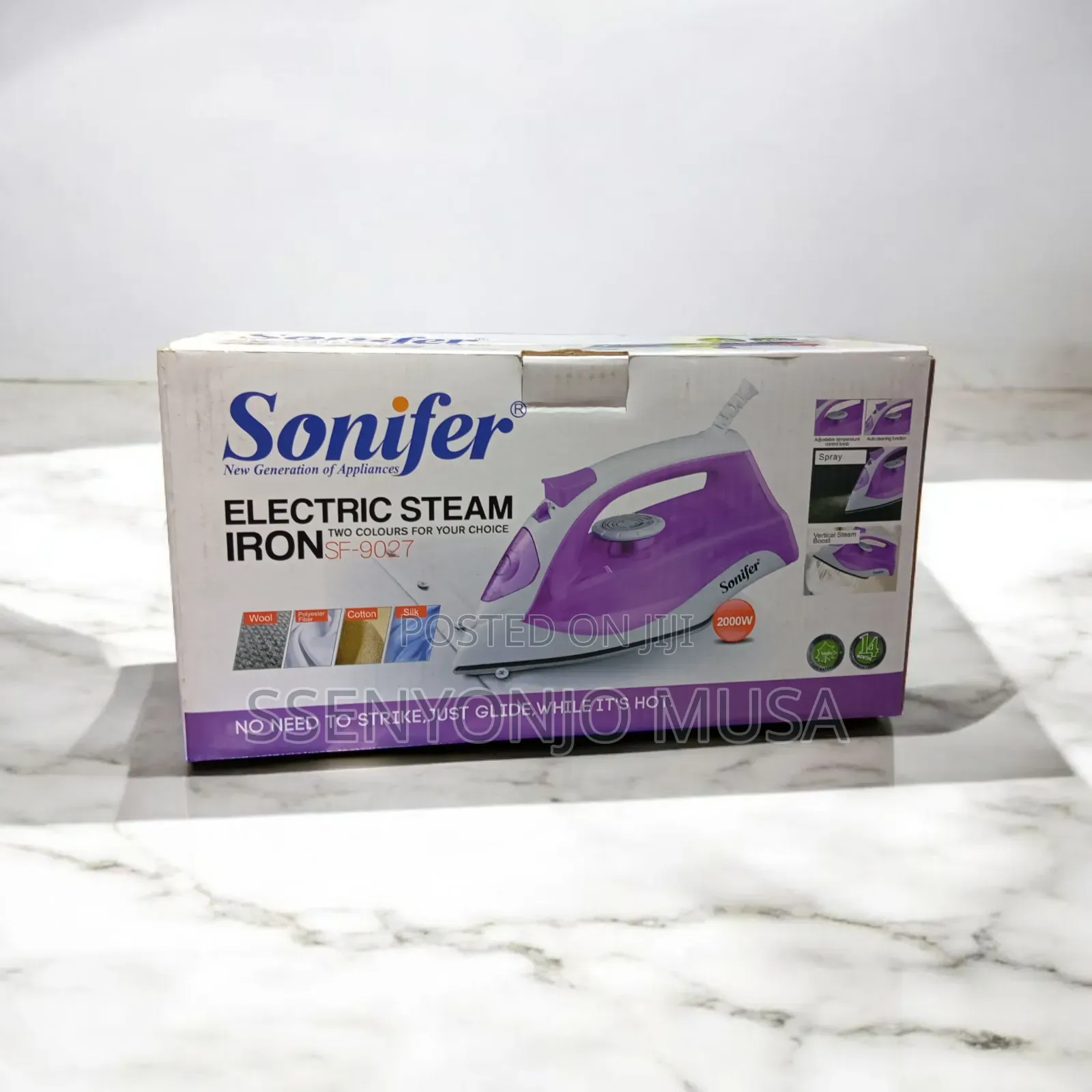 Sonifer Electric Steam Iron – 2000w Ceramic Soleplate, 250ml Tank