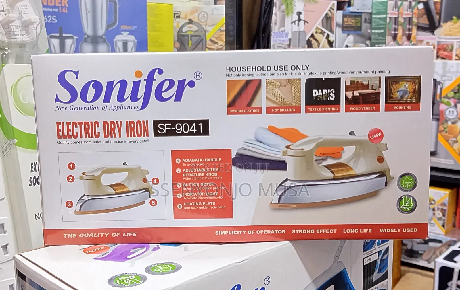 Sonifer Sf-9041 Electric Dry Iron – 1000–1200w, 6 Temperature Settings