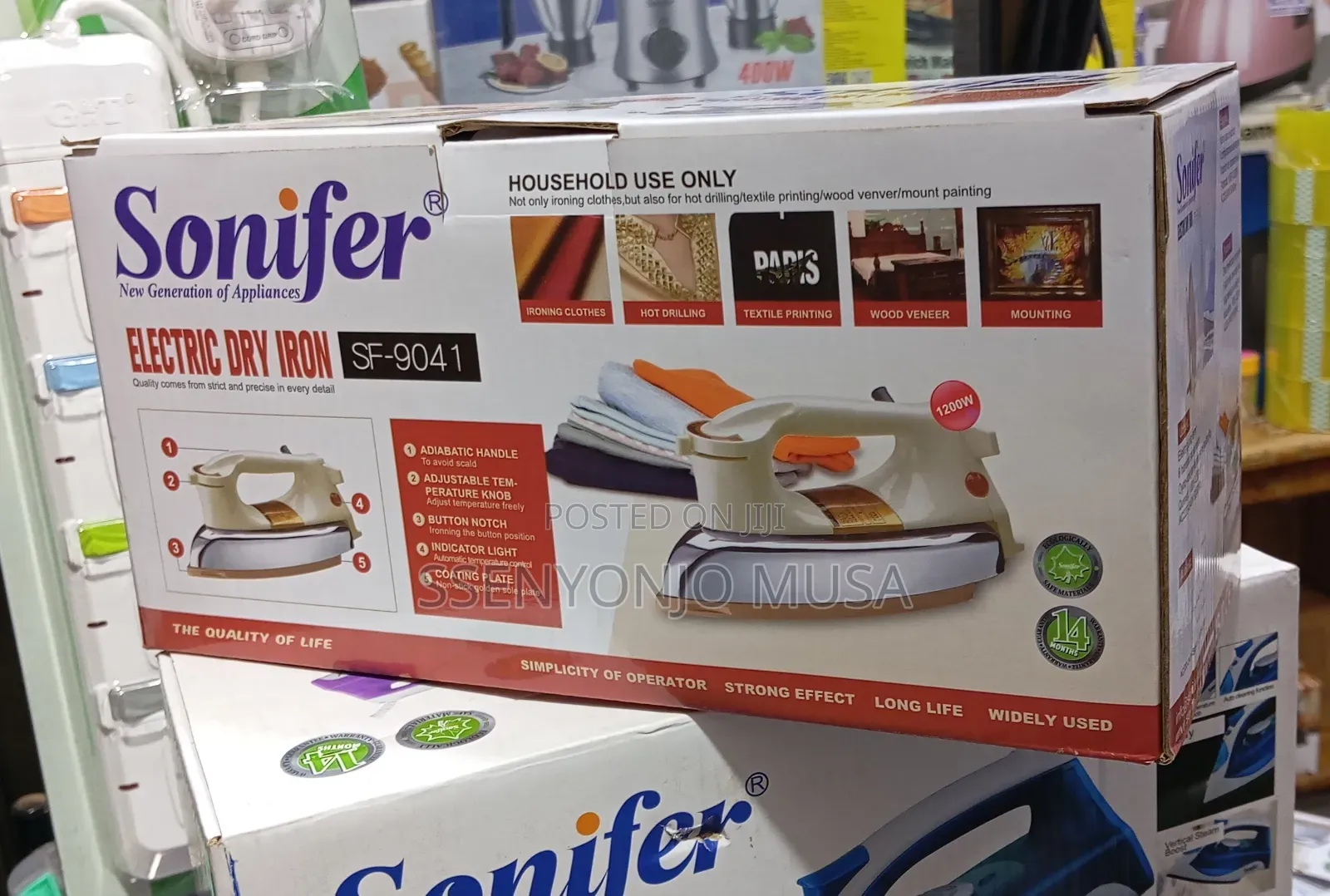 Sonifer Sf-9041 Electric Dry Iron – 1000–1200w, 6 Temperature Settings