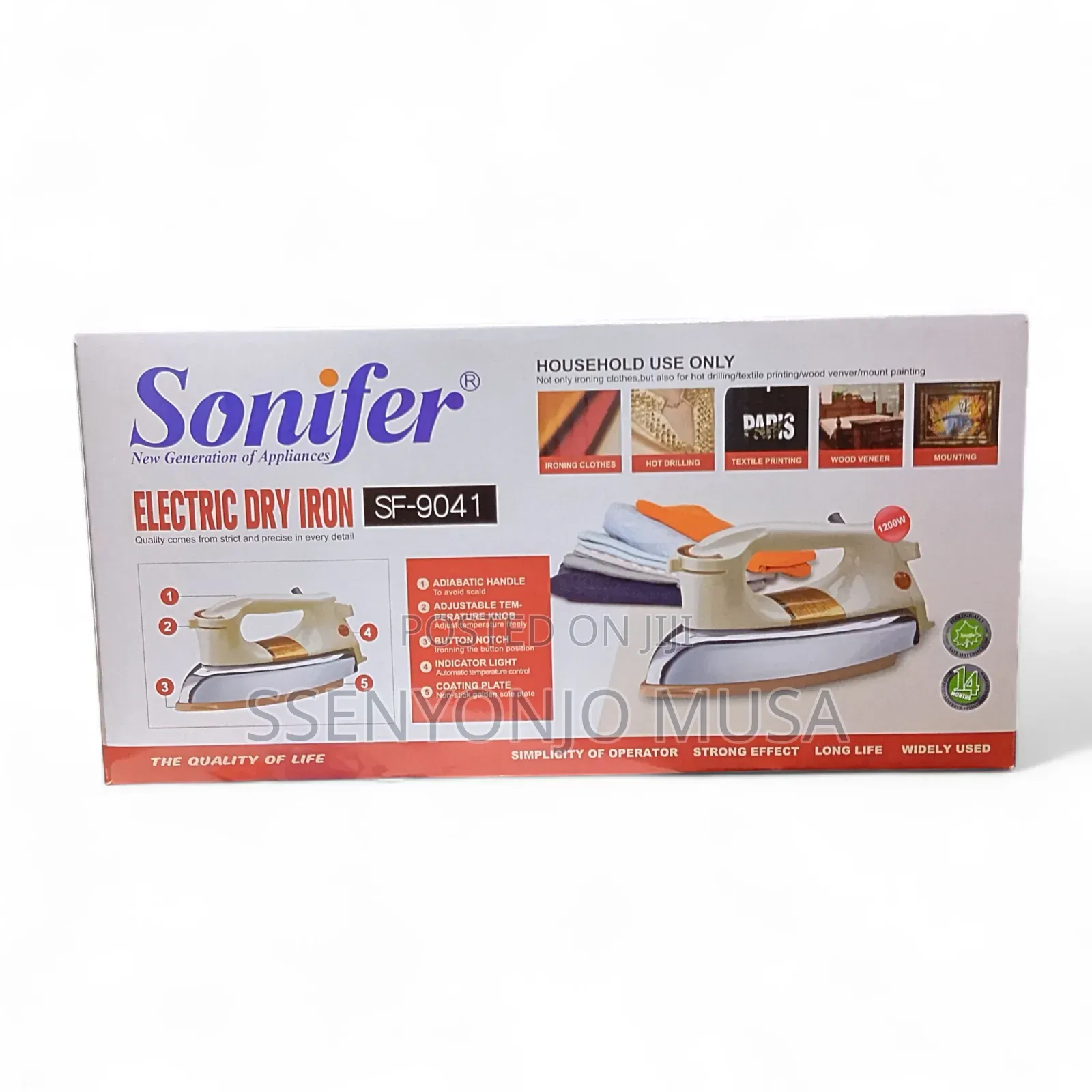 Sonifer Sf-9041 Electric Dry Iron – 1000–1200w, 6 Temperature Settings